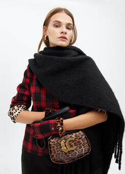 BANDOLERA ANIMAL PRINT CON LOGO LC LEOPARDO NEGRO   REF. LS2504041