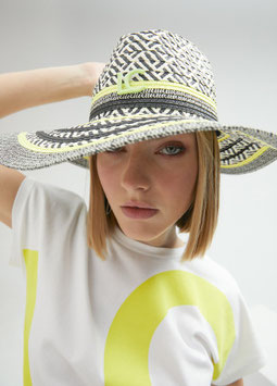 SOMBRERO FLOPPY EFECTO RAFIA MULTICOLOR LIMA-NEGRO     REF.  LS2507001-16