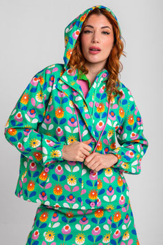 CHAQUETA CAPUCHA VERDE DE FLORES  "FLORECIENDO"       REF. SS261007