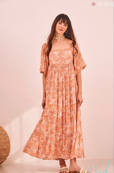 VESTIDO LARGO MANGA CORTA CON BORDADO       REF.  GF.ADIRANA