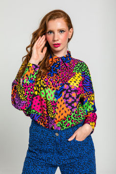 CAMISA OVERSIZE DE ESTAMPADO VARIADO DE ANIMAL PRINT "CAOTICA"     REF. AW251504