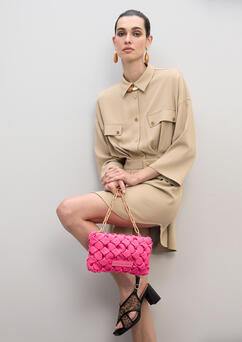 BANDOLERA MATERIAL EFECTO NUDOS ROSA        REF.  LS2604078.024