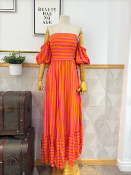 VESTIDO RAYAS NARANJA             REF.  11801