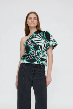 TOP ASIMETRICO CON ESTAMPADO IGUANA 100% ALGODON     REF.  61W/41206