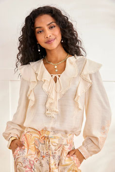 BLUSA VISCOSA CON VOLANTES EN ESCOTE       REF. LX.ESTIA