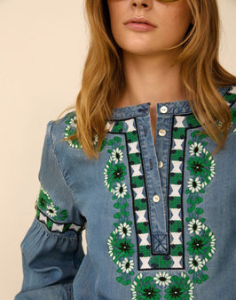 BLUSA DENIM BORDADA       REF. M140B03PFC