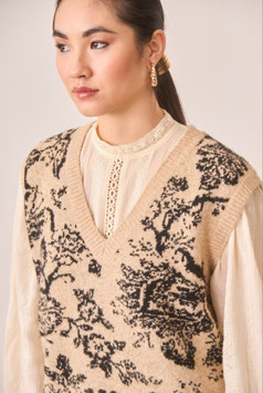CHALECO DE PUNTO JACQUARD FLORAL      REF.  TS.BLOSOM