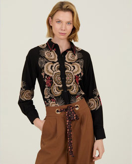 CAMISA NEGRA BORDADA     REF. M04B137BLK