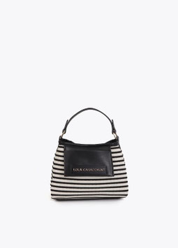 BANDOLERA TEJIDO RAYAS COMBINADO CON EFECTO PIEL NEGRO-CRUDO       REF.  LS2604085.2N0
