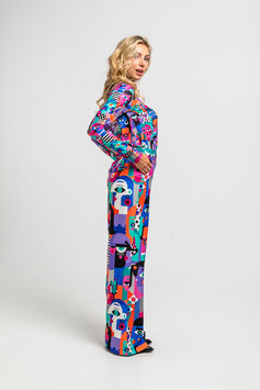 PANTALON SASTRE DE ESTAMPADO GEOMETRICO CASRAS DE PICASSO "IMPERFECTA"      REF. AW251107