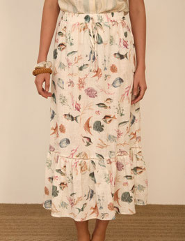 FALDA MIDI ESTAMPADO PECES     REF. M99F08AUR