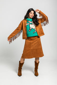 CAZADORA RECTA FLECOS ANTELINA MARRÓN PANTONE "FREDOOM"   REF. AW252220