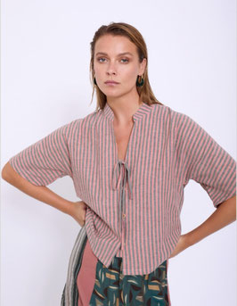 CAMISA RAYAS MANGA CORTA CUELLO MAO    REF.  S05B112CLP