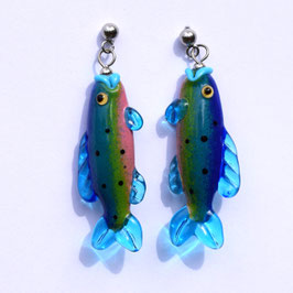 Ohrstecker Fischchen blau/grün/rosa