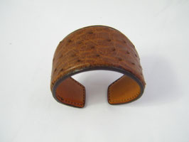 Bracelet Manchette large en autruche véritable coloris havane