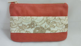 Pochette cuir corail Murielle Grand Modèle