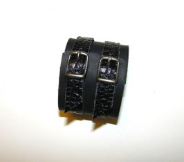 BRACELET DE FORCE bi-matière EN CUIR PLEINE FLEUR NOIR « IGOR ».