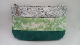 Pochette cuir Blanc et vert océan  Murielle Petit Modèle St Valentin