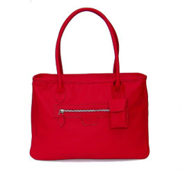 CABAS ANGELA  en cuir  rouge vif
