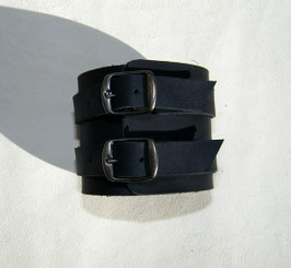 BRACELET DE FORCE "IGOR" NOIR EN CUIR PLEINE FLEUR
