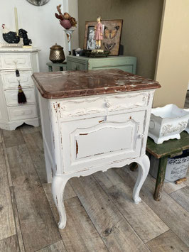 Antiker Nachtschrank mit Marmorplatte