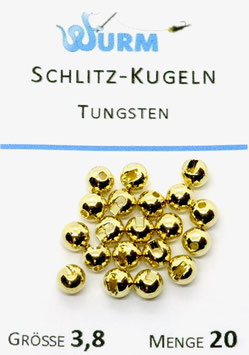 Wurm TUNGSTENKUGELN MIT SCHLITZ Gold 3,8mm