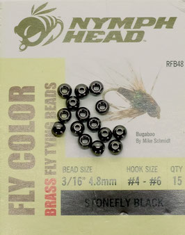 Nymph Head BRASS BEADS Stonefly Black 4,8mm