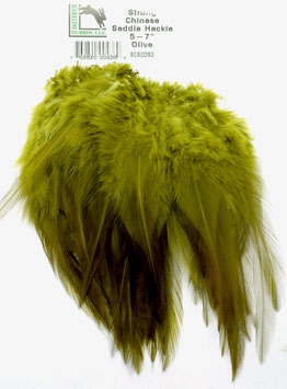 Hareline CHINESE SADDLE HACKLE 5 - 7'' Olive SCSD263