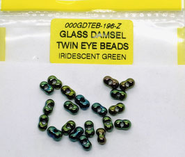 Veniard GLASS DAMSEL TWIN EYE BEADS Iridescent Green