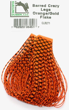 Hareline BARRED CRAZY LEGS Orange/ Gold/ Flake CLB271