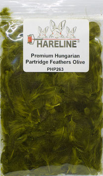 Hareline PREMIUM PARTRIDGE FEATHERS Olive PHP263