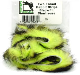 Hareline TWO TONE RABBIT STRIPS Black/ Fl. Chartreuse TT5