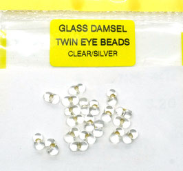 Veniard GLASS DAMSEL TWIN EYE BEADS Clear/ Silver