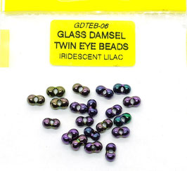 Veniard GLASS DAMSEL TWIN EYE BEADS Iridescent Lilac