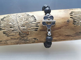 Armband Lavastein mit Silberblume