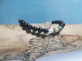 Jade - Schwarzes Turmalin Armband mit Bergkristall