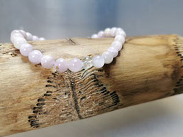 Kunzit Armband mit Bergkristall Perle