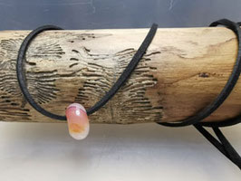 Chokerkette Karneol Edelstein Perle am Lederband