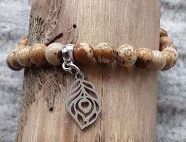 Gelbes Jaspis Armband mit Feder