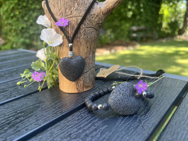 Lavastein-Herzschmuck-Set: Urkraft trifft auf pure Liebe