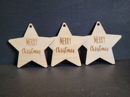 Houten kerstster "Merry Christmas"