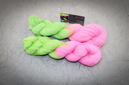 Sockenwolle Aktiv Baumwolle, Strang des Monats "Pink Tiger" 100g, 4fach