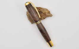Füllfederhalter "Manhattan" aus Schwarznuss-Maser-Holz in der Metalloptik Gold
