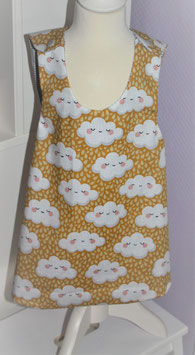 ♥ Schürzenkleid Wolken gelb / Karo grau Gr. 92 ♥