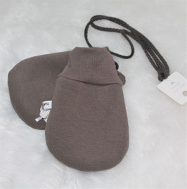 ♥ Baby Fäustlinge gefüttert taupe uni Gr. M mit Kordel ♥