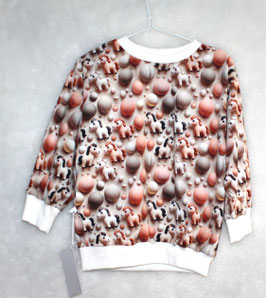 ♥ Oversized Langarmshirt 3-D Pferde Gr. 98 ♥
