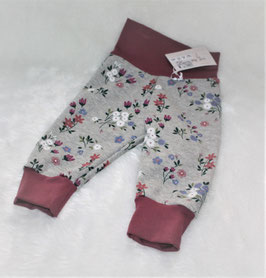 ♥ Babyhose Alpenfleece Blümchen allover Bund altrosa verschiedene Größen ♥