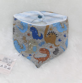 ♥ Herbst / Winter Halstuch Dinos blau Alpenfleece / Jersey hellblau gestreift  ♥