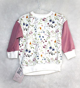 ♥ Oversized Langarmshirt Wildblume / rosa Ärmel Wunschgröße ♥