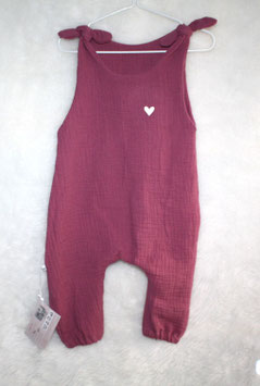♥ Musselin Romper / Jumpsuits mit Herz dunkelrosa ♥